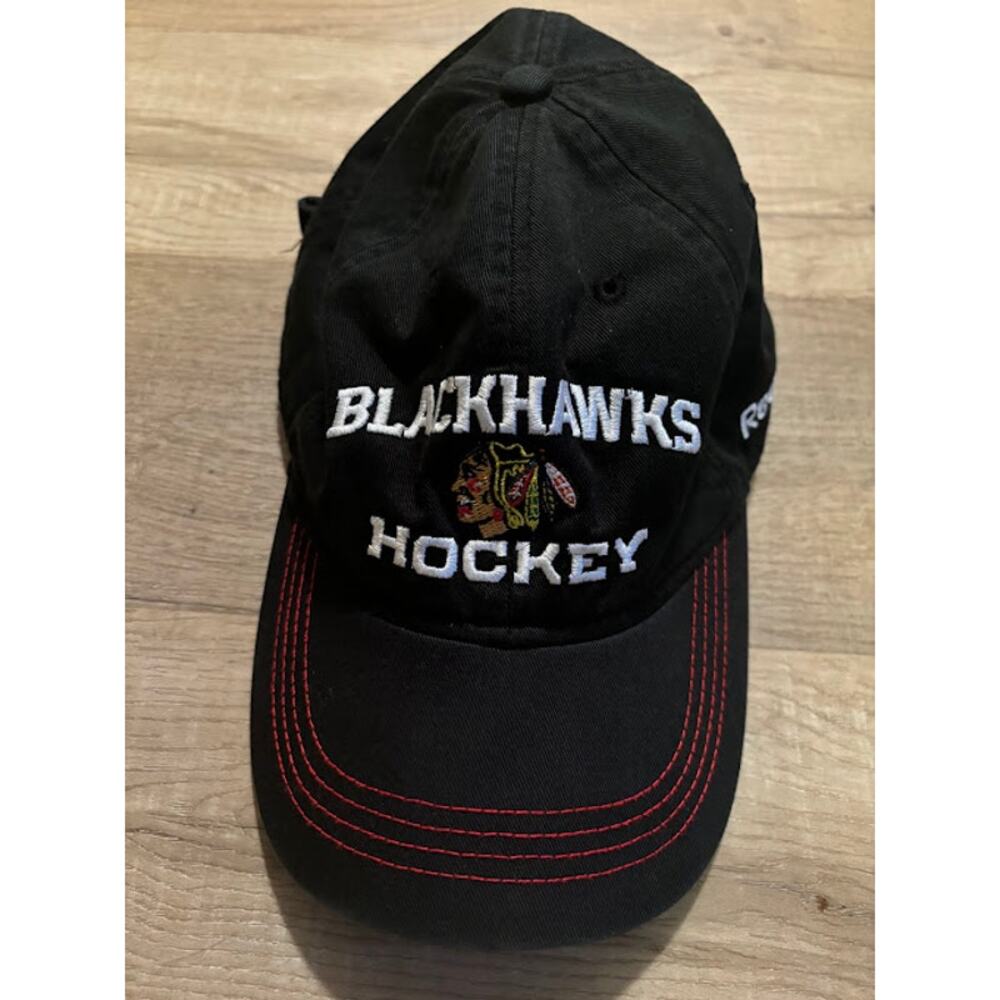NHL Chicago Blackhawks Reebok Hat Hockey Black Center Ice Adjustable Snap Back